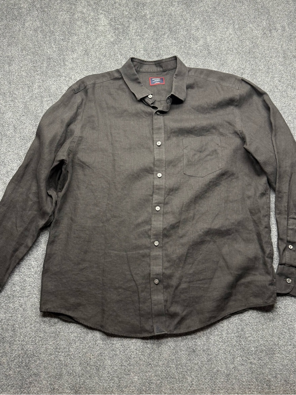 Untuckit Men's XXL Long Sleeve Black 100% Linen Button-Up Shirt